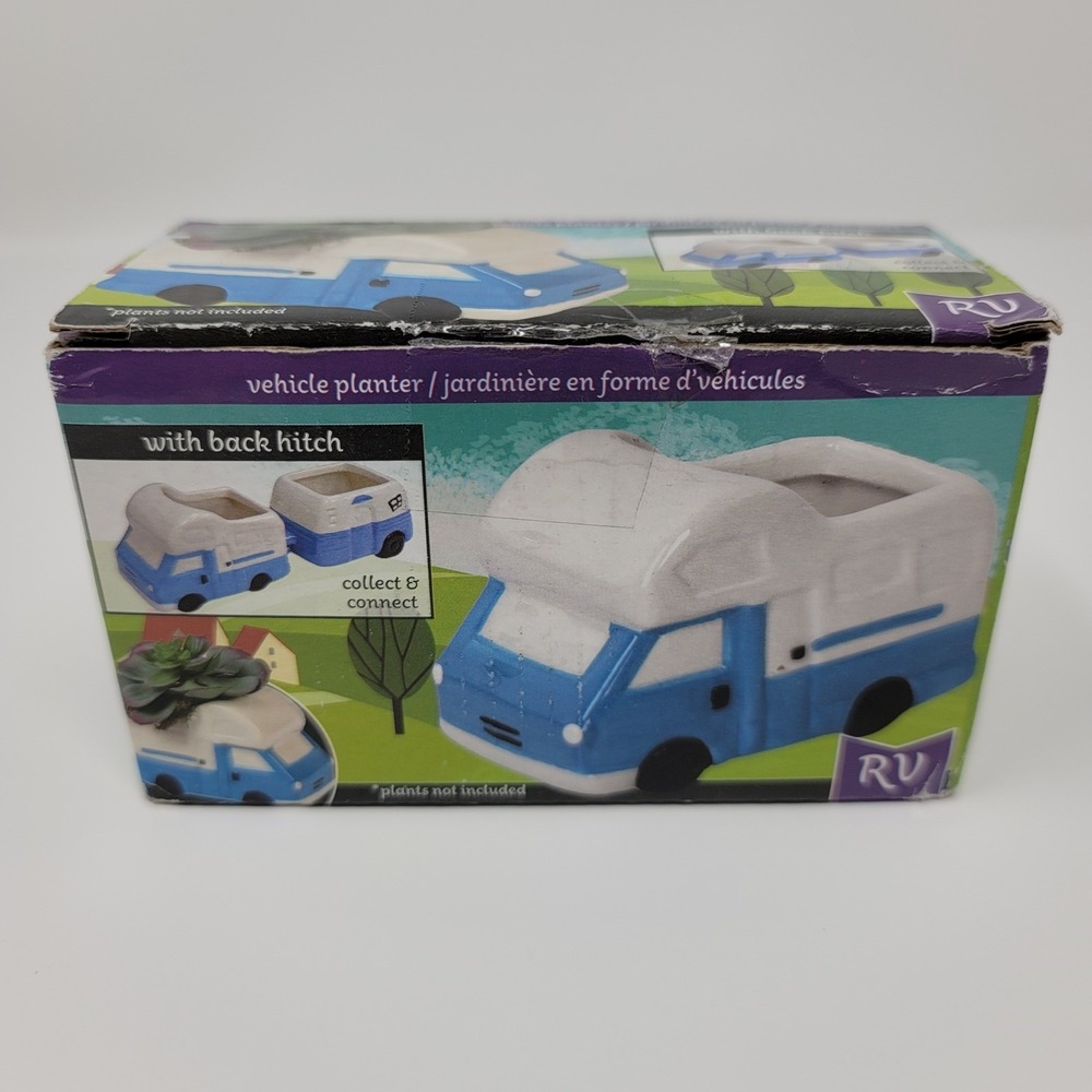 Ceramic RV Camper Van Vehicle‎ Planter Succulent Small Plants Home Decor New - Picture 2 of 8